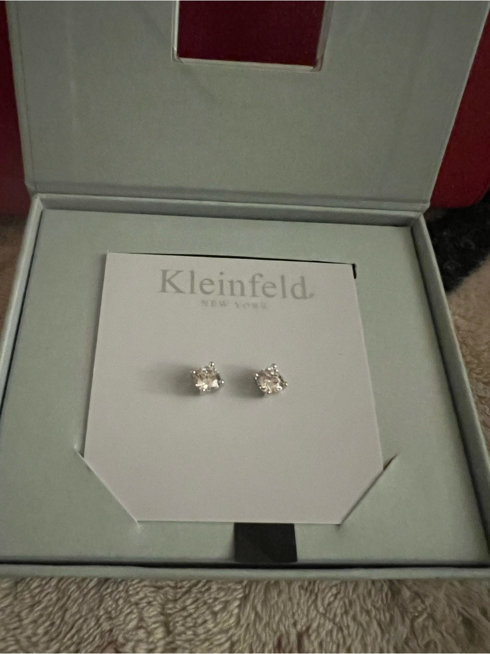 Kleinfeld Silver Clear Cubic Stud Earrings